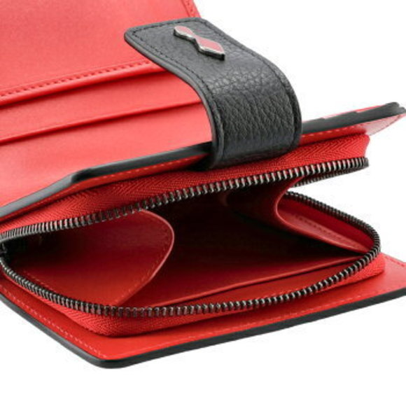Christian Louboutin Paloma Bifold Wallet Black Red - Picture 7 of 7